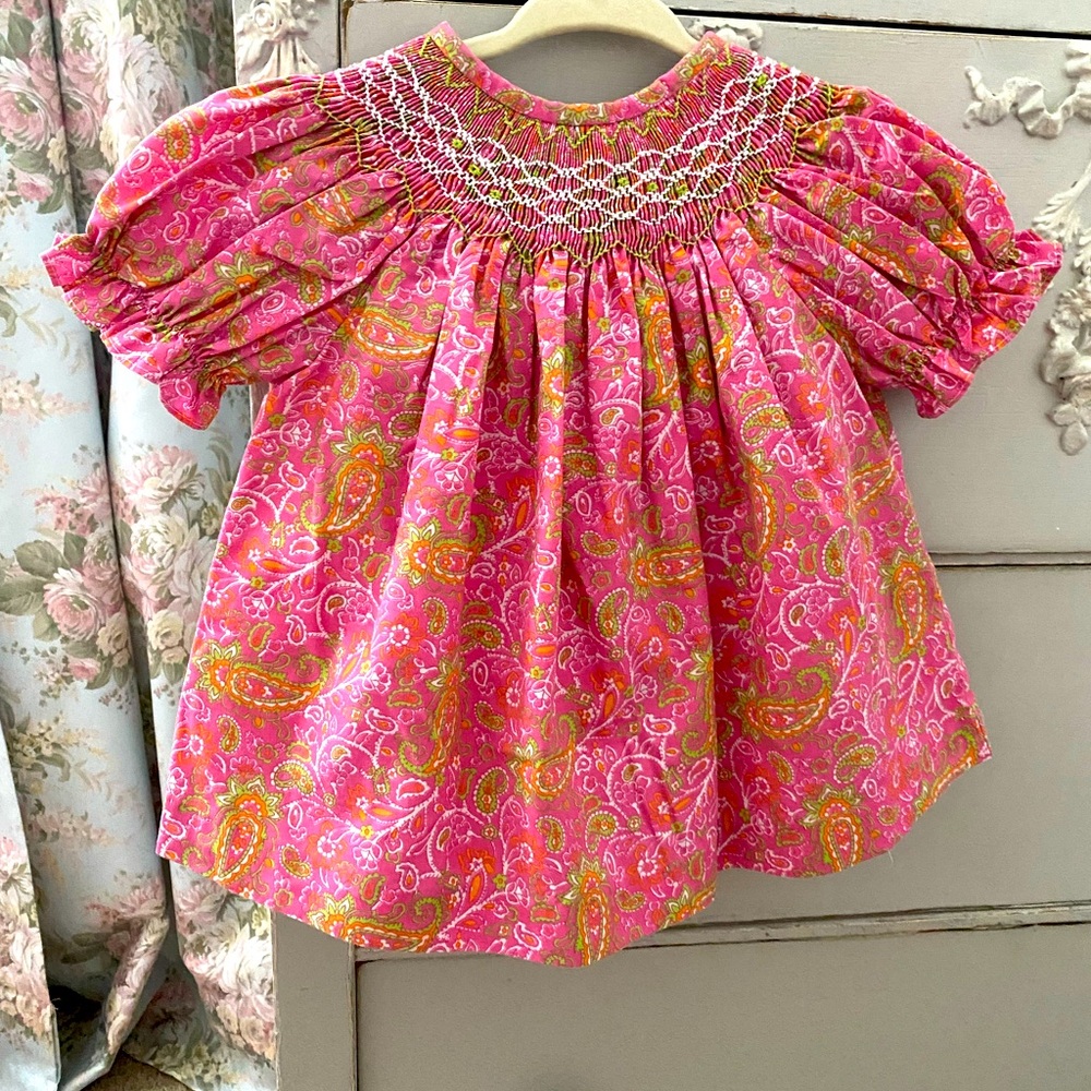 Smocked pink girls top 18Months